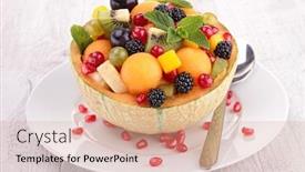  Presentation with fruit melon - Amazing slide deck having fruit-salad-in-melon-bowl backdrop and a coral colored foreground