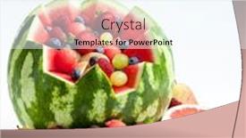  Presentation with fruit melon - Presentation theme consisting of fruit salad in water melon background and a sky blue colored foreground