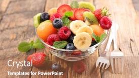  Presentation with fruit melon - Colorful theme enhanced with fruit-salad-with-berry-fruit backdrop and a red colored foreground