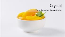  Presentation with calamansi fruit - Presentation design featuring fruit salad with compote peach background and a white colored foreground