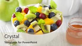  Presentation with mango fruit - Theme having fruit salad with mango kiwi background and a soft green colored foreground