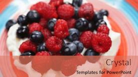  Presentation with blueberry - Slide set with fruit-salad-with-meringue background and a coral colored foreground