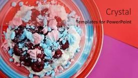  Presentation with blueberry - Theme featuring fruit-salad-with-meringue background and a red colored foreground