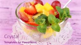  Presentation with glassware - Audience pleasing slides consisting of fruit-salad-with-mint backdrop and a lemonade colored foreground