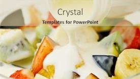  Presentation with fruit yogurt - Audience pleasing PPT theme consisting of fruit salad with yogurt closeup backdrop and a lemonade colored foreground