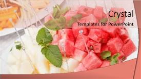  Presentation with salad - Audience pleasing theme consisting of fruit salad backdrop and a coral colored foreground