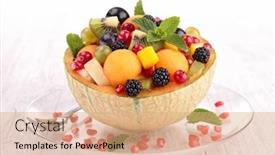  Presentation with salad - Slide set consisting of fruit-salad background and a coral colored foreground