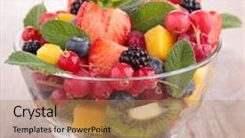  Presentation with salad - Theme consisting of fruit salad background and a coral colored foreground