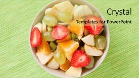  Presentation with salad - Audience pleasing PPT theme consisting of fruit salad backdrop and a mint green colored foreground