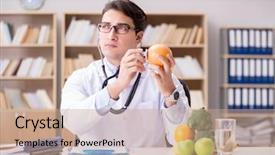  Presentation with gmo - Cool new presentation theme with genetic modification - doctor in gmo food concept backdrop and a coral colored foreground