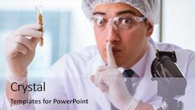  Presentation with nutrition - PPT layouts with genetic modification - nutrition expert testing food products background and a sky blue colored foreground