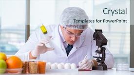  Presentation with protein scoop sports nutrition food - Beautiful theme featuring organisme genetiquement modifie - nutrition expert testing food products backdrop and a sky blue colored foreground