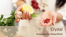  Presentation with lemon - PPT theme featuring versus - young woman holding medicine background and a lemonade colored foreground