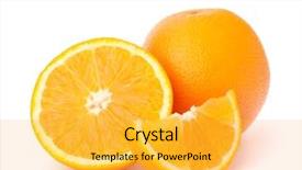  Presentation with orange peel isolated - PPT theme having fruit segments isolated on white background and a yellow colored foreground