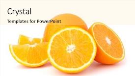  Presentation with orange fruit - Cool new presentation theme with fruit segments isolated on white backdrop and a  colored foreground