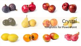  Presentation with fruit - Slide deck with fruit set isolated on white background and a blonde colored foreground