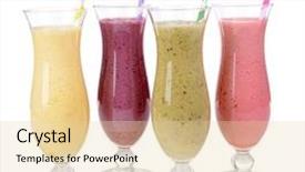  Presentation with frozen - PPT theme with frozen yogurt - delicious berry cocktails isolated background and a lemonade colored foreground