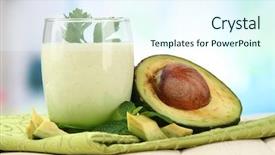  Presentation with fresh avocado - Audience pleasing theme consisting of railroad laid among the rocks view from above backdrop and a gray colored foreground