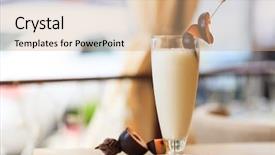  Presentation with milkshake - PPT theme featuring milkshake decorated with fresh plums background and a coral colored foreground