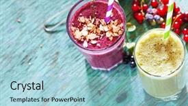  Presentation with smoothie - PPT layouts with healthy fruit - organic smoothie background and a light blue colored foreground