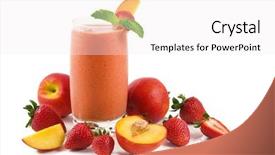  Presentation with smoothie - Presentation design having strawberry peach smoothie background and a sky blue colored foreground