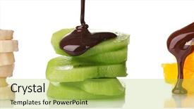  Presentation with chocolate - Cool new presentation with fruit slices with chocolate isolated backdrop and a yellow colored foreground