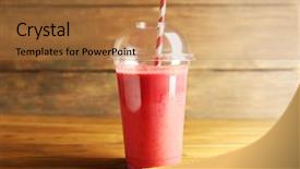  Presentation with milkshake - Colorful theme enhanced with fruit smoothie - delicious strawberry milkshake in plastic backdrop and a gold colored foreground