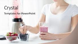  Presentation with healthy eating - Beautiful theme featuring fruit smoothie - healthy eating cooking vegetarian food backdrop and a white colored foreground