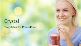  Presentation with healthy food - Beautiful PPT theme featuring fruit smoothie - healthy eating vegetarian food dieting backdrop and a soft green colored foreground