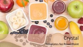  Presentation with smoothies - PPT layouts enhanced with fruit smoothies for a baby background and a coral colored foreground