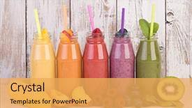  Presentation with smoothies - Colorful presentation theme enhanced with fruit smoothies variety in rainbow backdrop and a yellow colored foreground