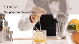  Presentation with whiskey - PPT layouts with fruit spirit - barman pouring whiskey isolated background and a mint green colored foreground