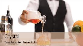  Presentation with bartender - Colorful slide set enhanced with fruit spirit - bartender pouring whiskey backdrop and a coral colored foreground