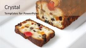  Presentation with spirit - PPT theme enhanced with fruit spirit - christmas fruitcake background and a coral colored foreground
