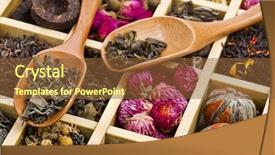  Presentation with tea types - PPT layouts with fruit spirit - different tea types green black background and a tawny brown colored foreground