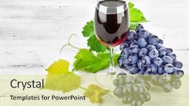  Presentation with grape vine wine grapes - Presentation theme having fruit spirit - glass red wine with cluster background and a yellow colored foreground