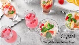 Presentation with wine - Cool new PPT layouts with fruit spirit - glasses of delicious wine spritzer backdrop and a light gray colored foreground