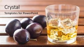  Presentation with brandy - Colorful PPT theme enhanced with fruit spirit - plum brandy and plums tasty backdrop and a coral colored foreground