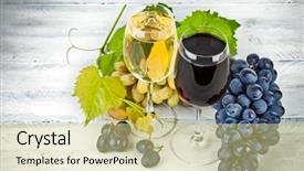  Presentation with wine green - Colorful PPT layouts enhanced with fruit spirit - red white wine in wineglass backdrop and a yellow colored foreground