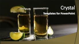  Presentation with table salt - Presentation design featuring fruit spirit - tequila shots with lime slices background and a black colored foreground