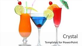  Presentation with cocktail black and white - PPT theme featuring fruit spirit - three cocktails cutout isolated background and a white colored foreground