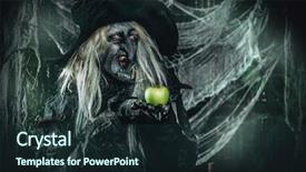 Presentation with horror movie - Audience pleasing presentation consisting of fruit spirit - witch holding an apple halloween backdrop and a tawny brown colored foreground