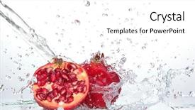  Presentation with pomegranate fruit - Slide deck having fruit splash - juicy pomegranate with splashing water background and a white colored foreground
