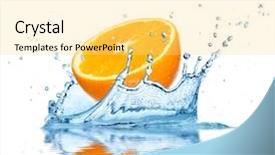  Presentation with orange slice - PPT theme having fruit splash - slice of orange falling background and a yellow colored foreground