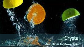  Presentation with fruit water - PPT layouts featuring fruit splashing in the water background and a ocean colored foreground