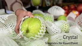  Presentation with guava - Beautiful presentation theme featuring fruit stack at the marketplace backdrop and a mint green colored foreground