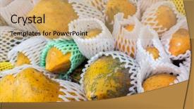  Presentation with taiwan - Presentation theme featuring fruit stacked on the marketplace background and a yellow colored foreground