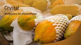  Presentation with papaya - Beautiful presentation featuring fruit stacked on the marketplace backdrop and a gold colored foreground