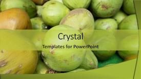  Presentation with coconut fruit - PPT theme featuring fruit stacked on the marketplace background and a  colored foreground