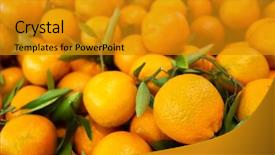  Presentation with orange fruit - Beautiful presentation featuring fruit stacked on the marketplace backdrop and a  colored foreground